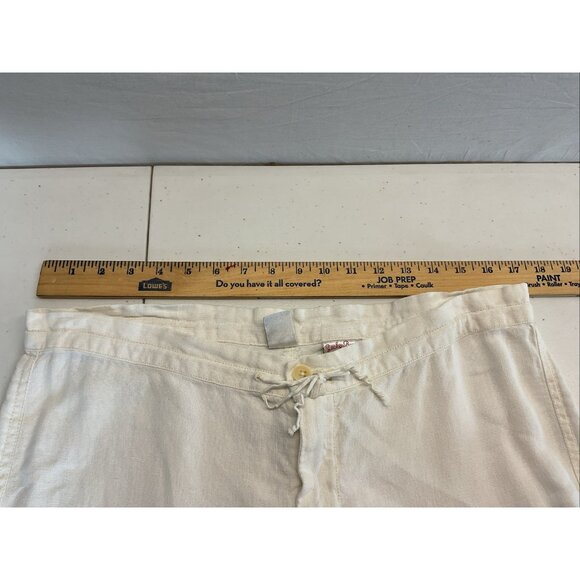 Lucky Brand‎ Womens size 8 / 29 Linen Dungaree Cargo drawstring Beach Boho - Picture 8 of 9